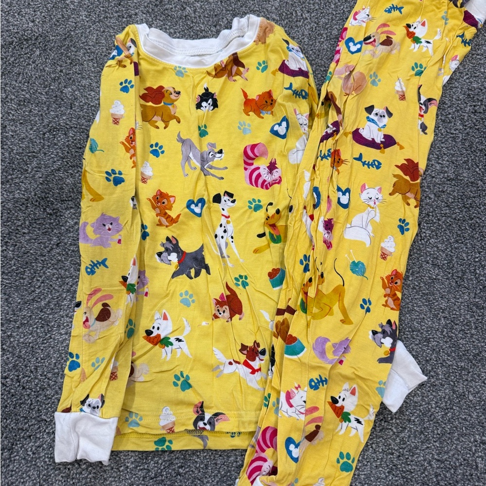 Little Sleepies Yellow Kids Pajama Set with Animal Print